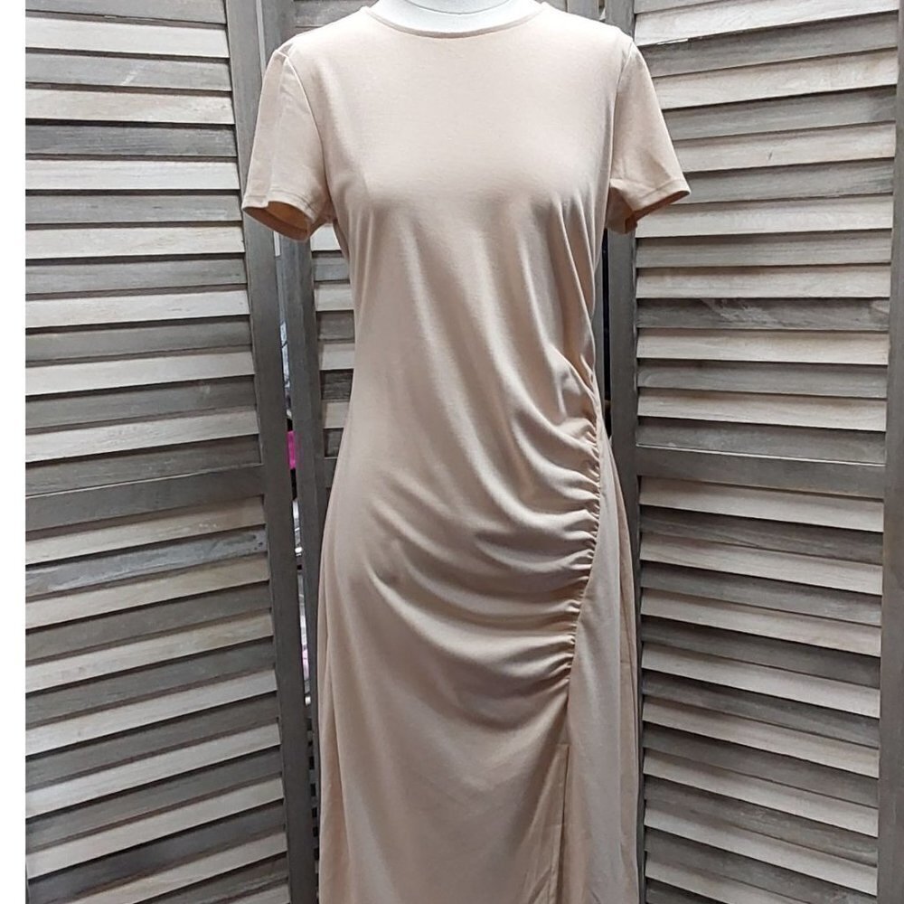 Women's Short Sleeve Side Ruched Knit Dress | A New Day | Medium